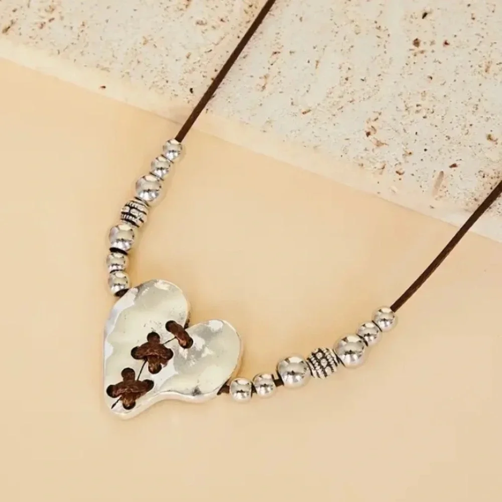 Heart Vintage Statement Pendant Necklace, Bohemian, Boho, Tribal